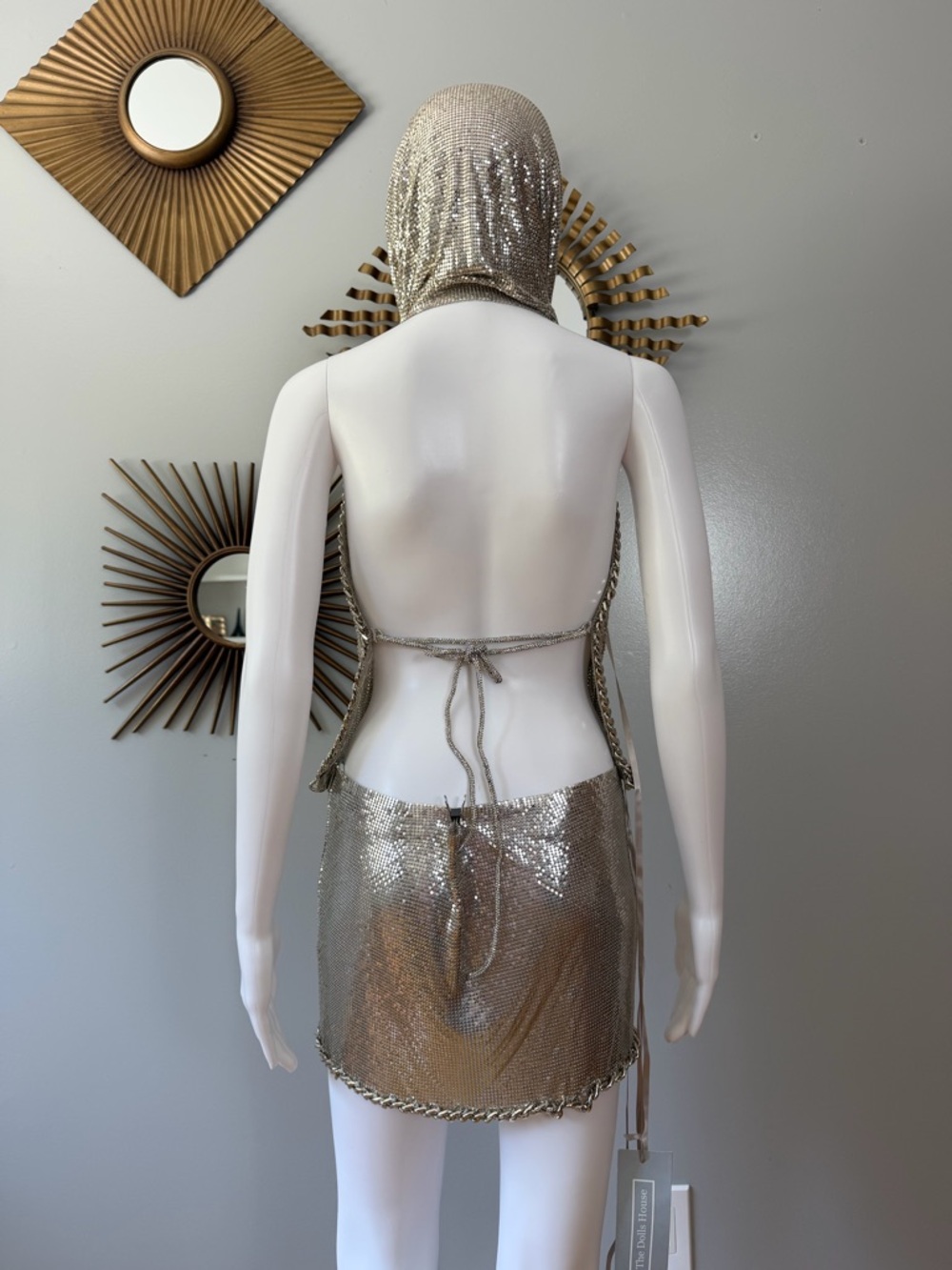REVOLVE - The Dolls House Silver Metallic Chainmail Hood Top & Mini Skirt Set - Picture 11 of 17